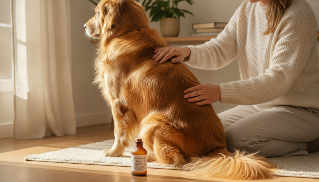 Natural dog hair oil application